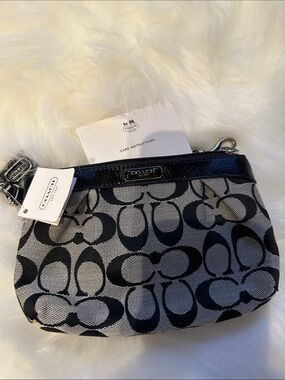 Coach Black and Gray Signature Jacquard Wristlet